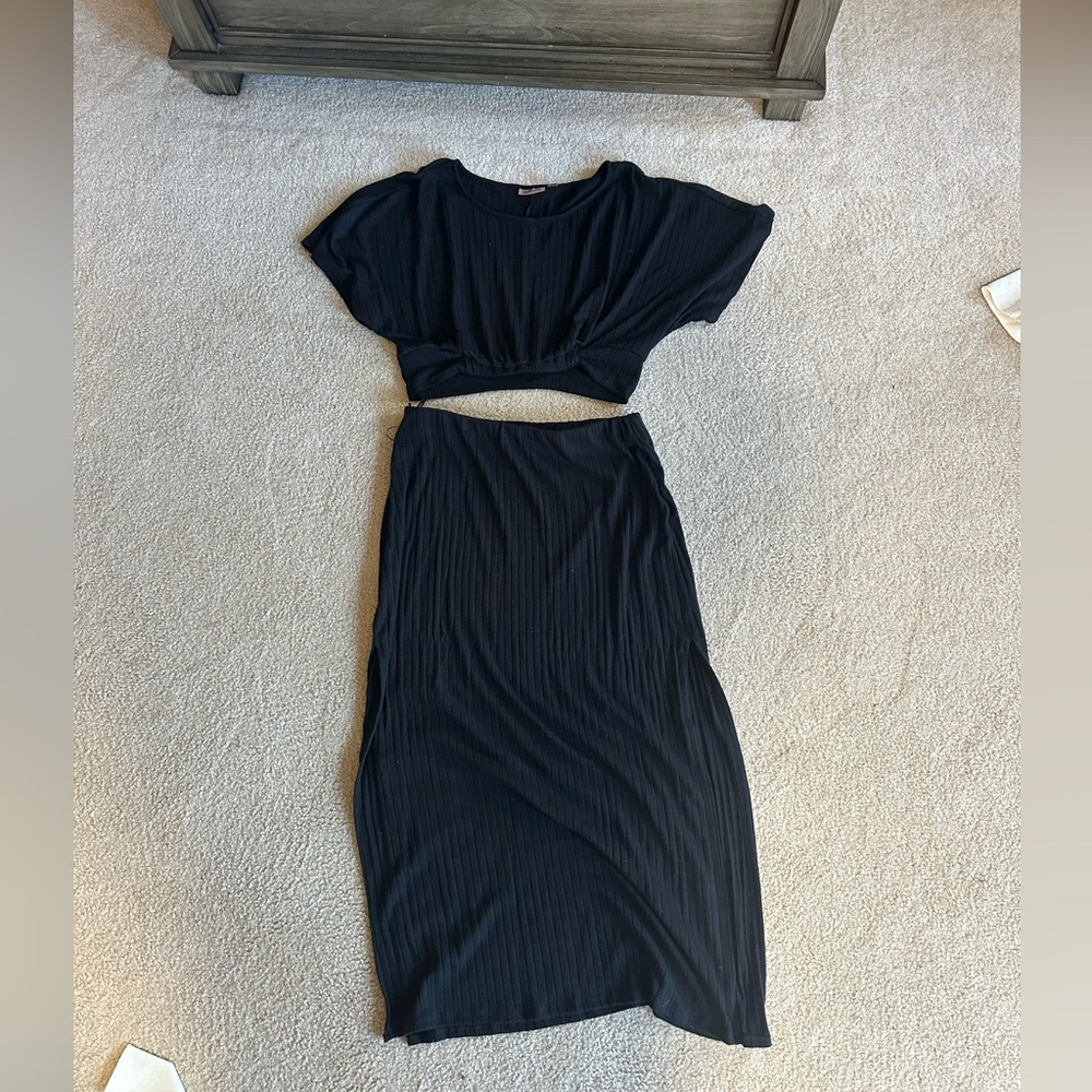 Willow & root matching skirt & cropped top set